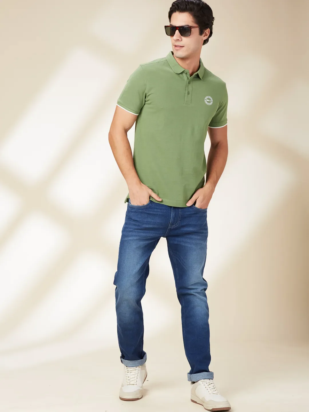 Dark Green Regular Fit Men's Polo T-Shirt by Being Human Clothing - Image 6