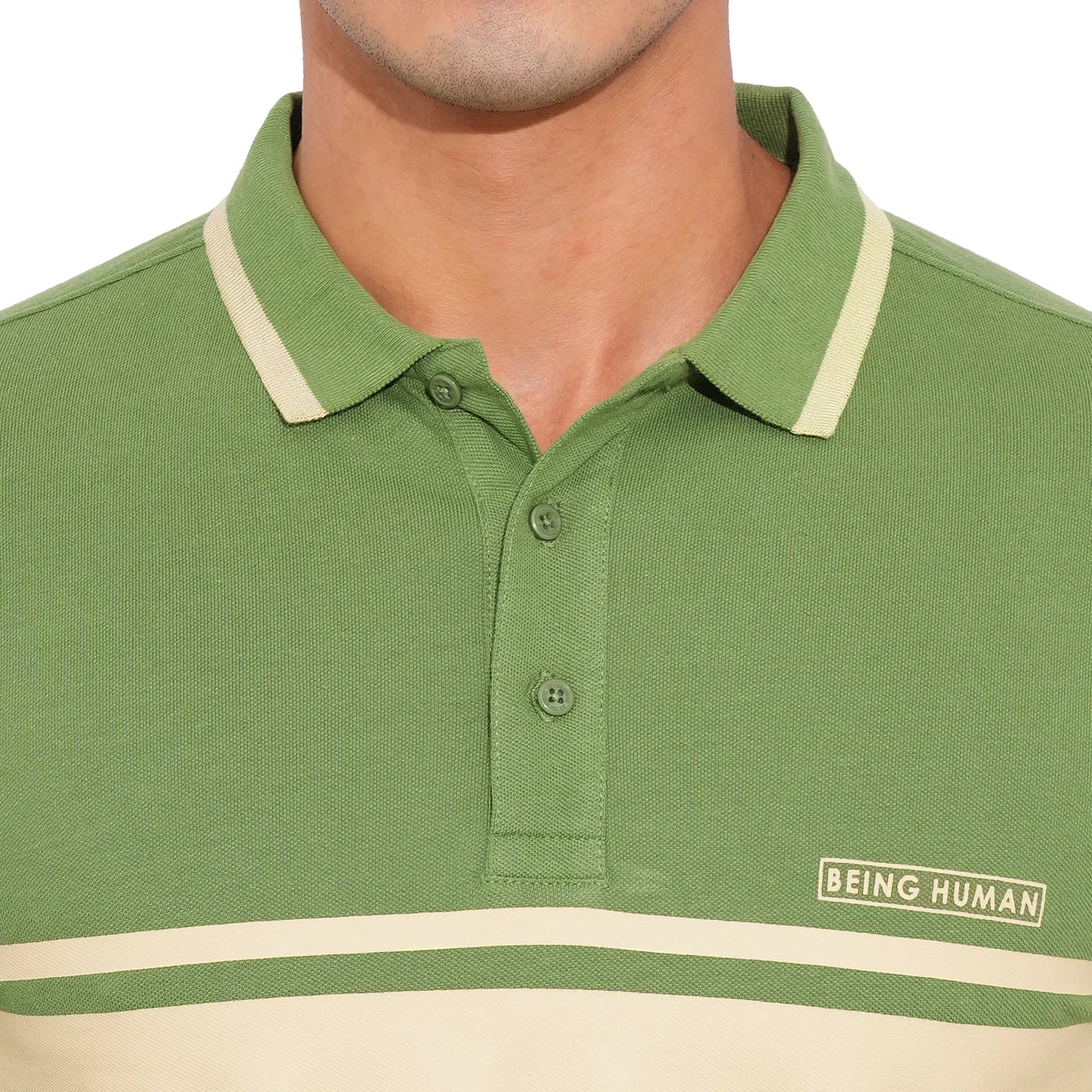 Dark Olive Regular Fit Men's Polo T-Shirt by Being Human Clothing - Image 5
