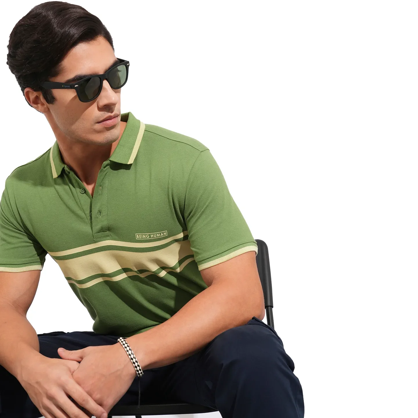 Dark Olive Regular Fit Men's Polo T-Shirt by Being Human Clothing - Image 6