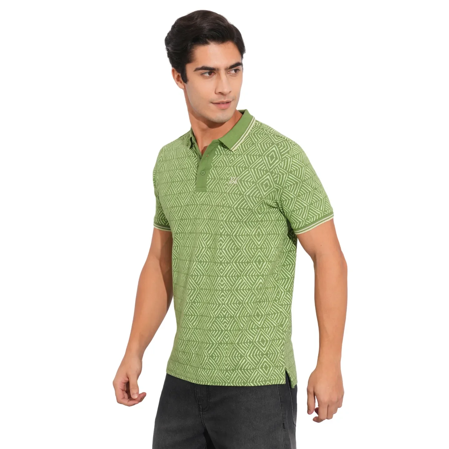 Olive Regular Fit Men's Polo T-Shirt by Being Human Clothing - Image 2