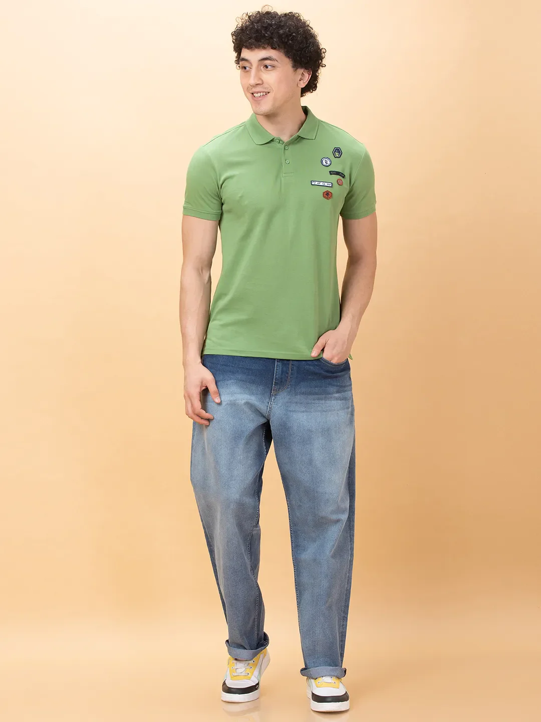 Green Regular Fit Men's Polo T-Shirt by Being Human Clothing - Image 2