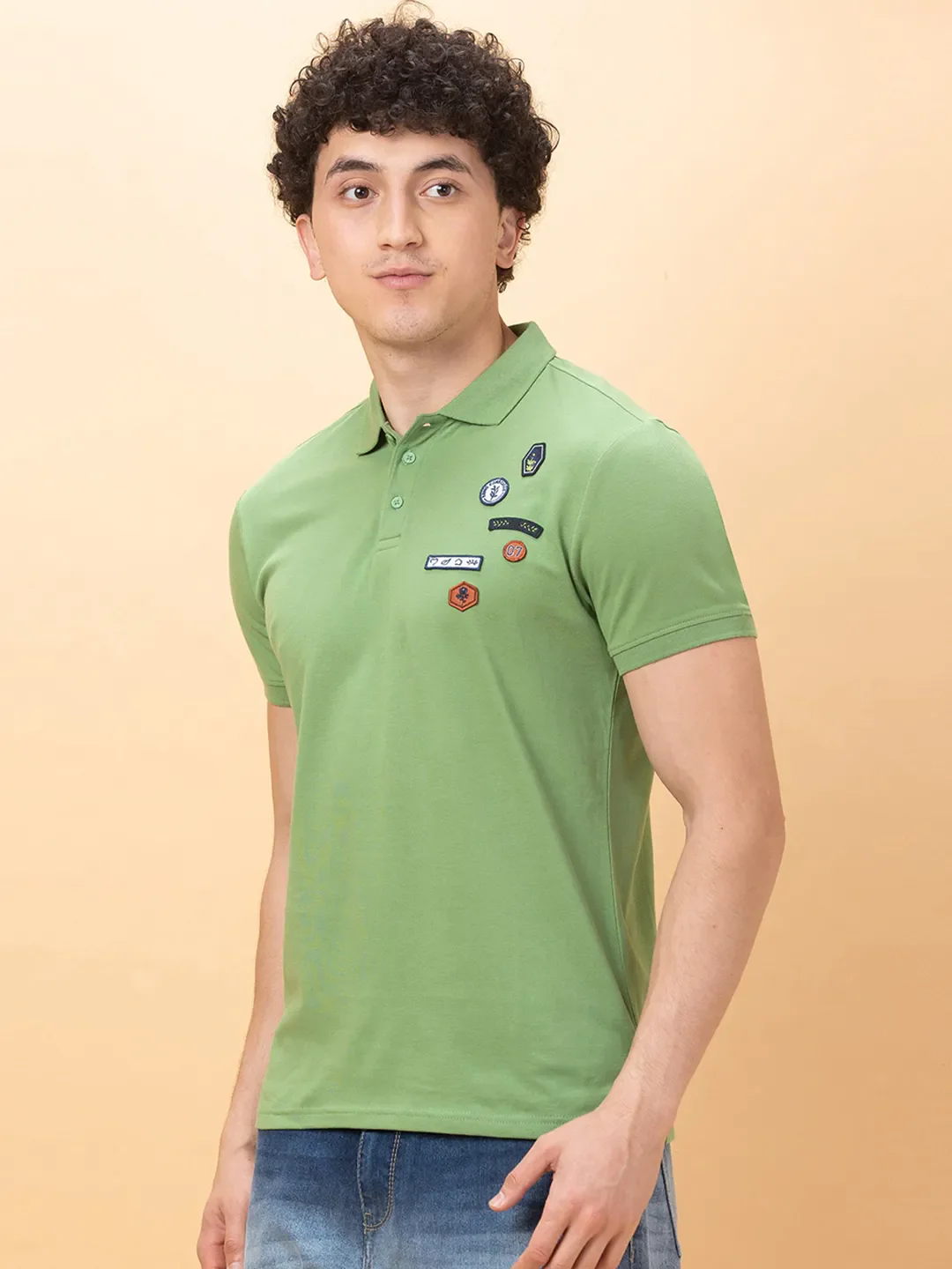 Green Regular Fit Men's Polo T-Shirt by Being Human Clothing - Image 4