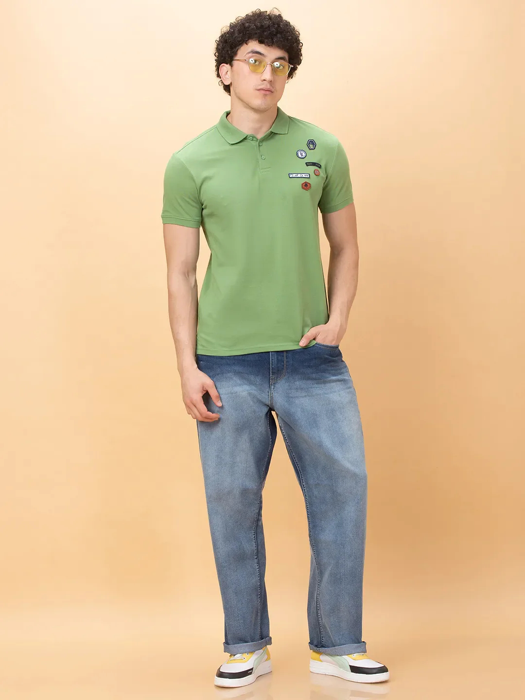 Green Regular Fit Men's Polo T-Shirt by Being Human Clothing - Image 6