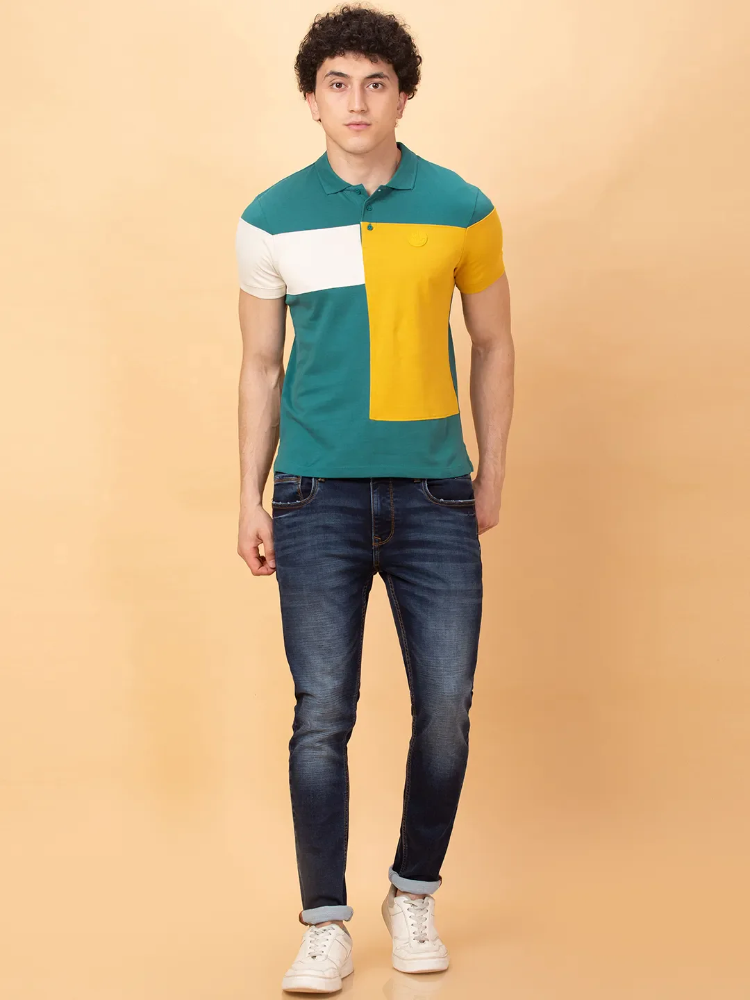 Green Regular Fit Men's Polo T-shirt by Being Human Clothing - Image 2