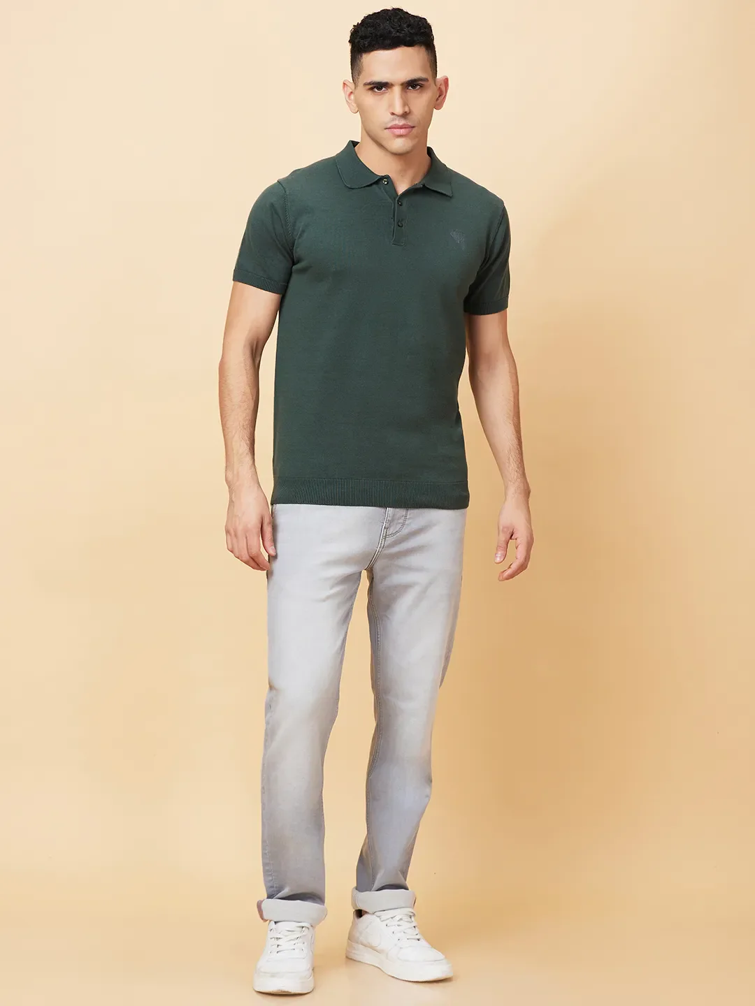 Green Regular Fit Men's Polo T-Shirt by Being Human Clothing - Image 2