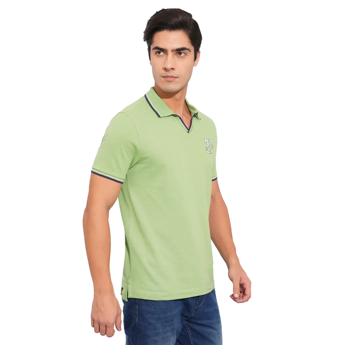 Green Regular Fit Men's Polo T-Shirt by Being Human Clothing - Image 2
