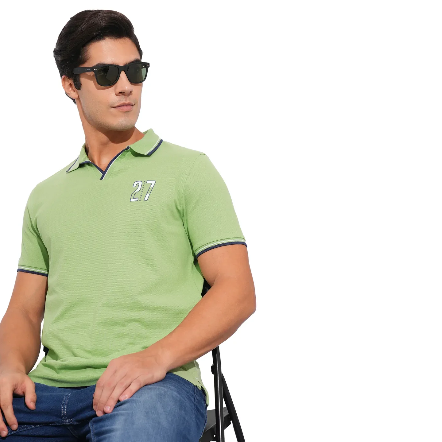 Green Regular Fit Men's Polo T-Shirt by Being Human Clothing - Image 6