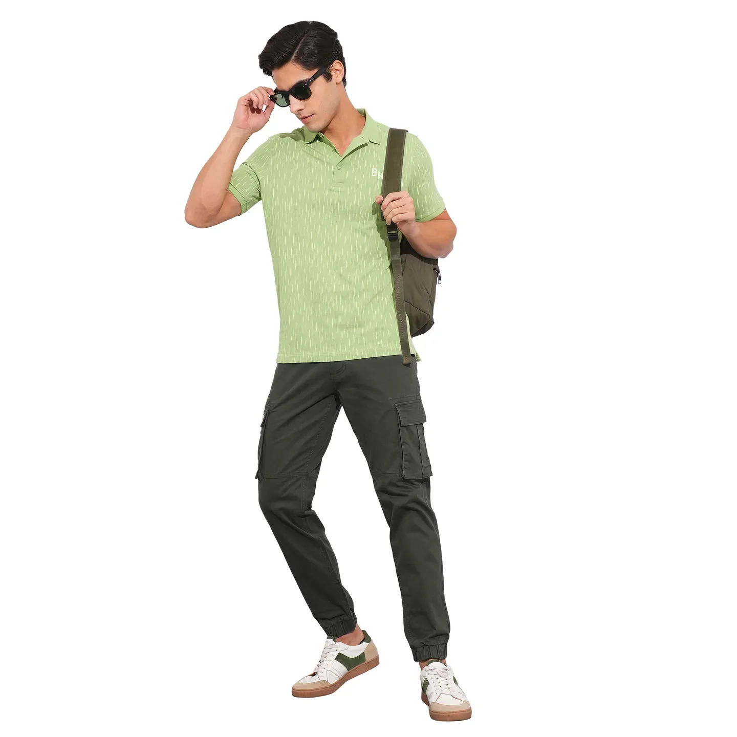 Green Regular Fit Men's Polo T-Shirt by Being Human Clothing - Image 4