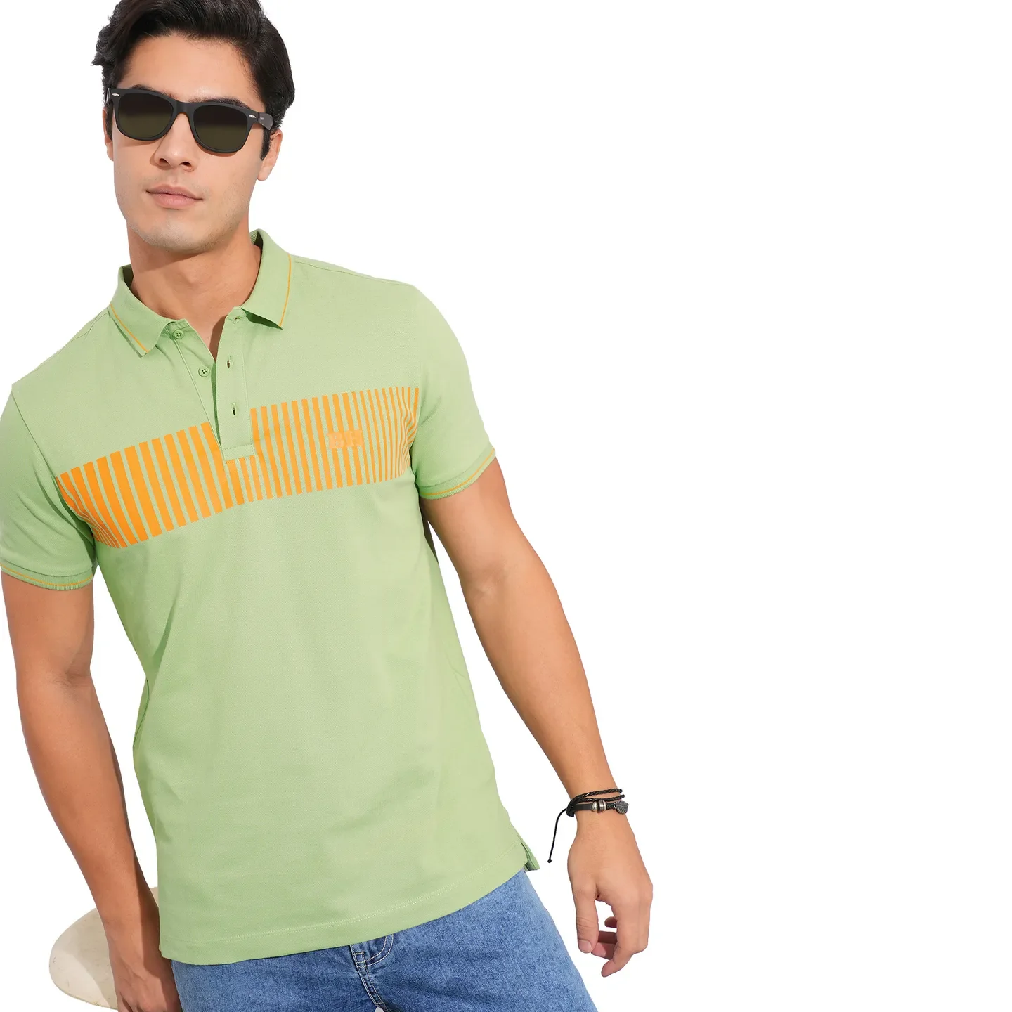 Green Regular Fit Men's Polo T-Shirt by Being Human Clothing - Image 6