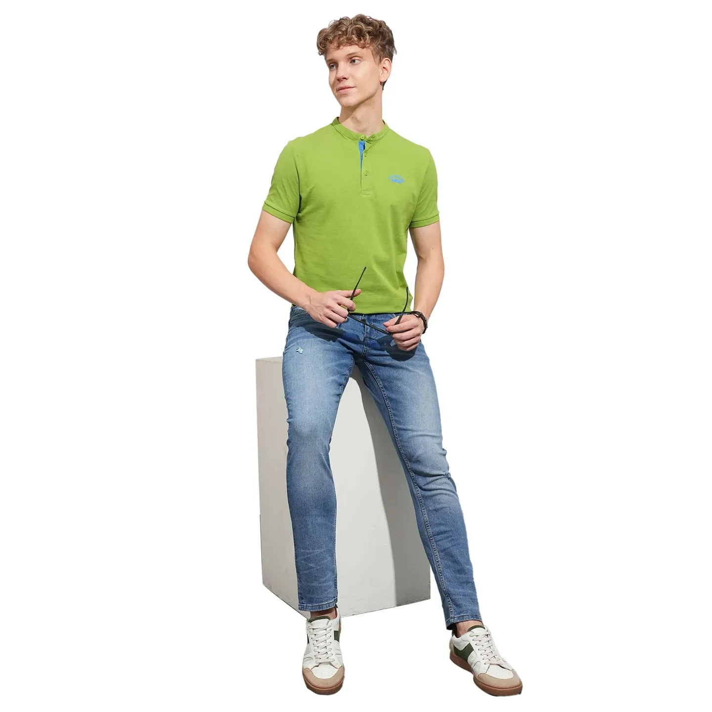 Green Regular Fit Men's Polo T-Shirt by Being Human Clothing - Image 4