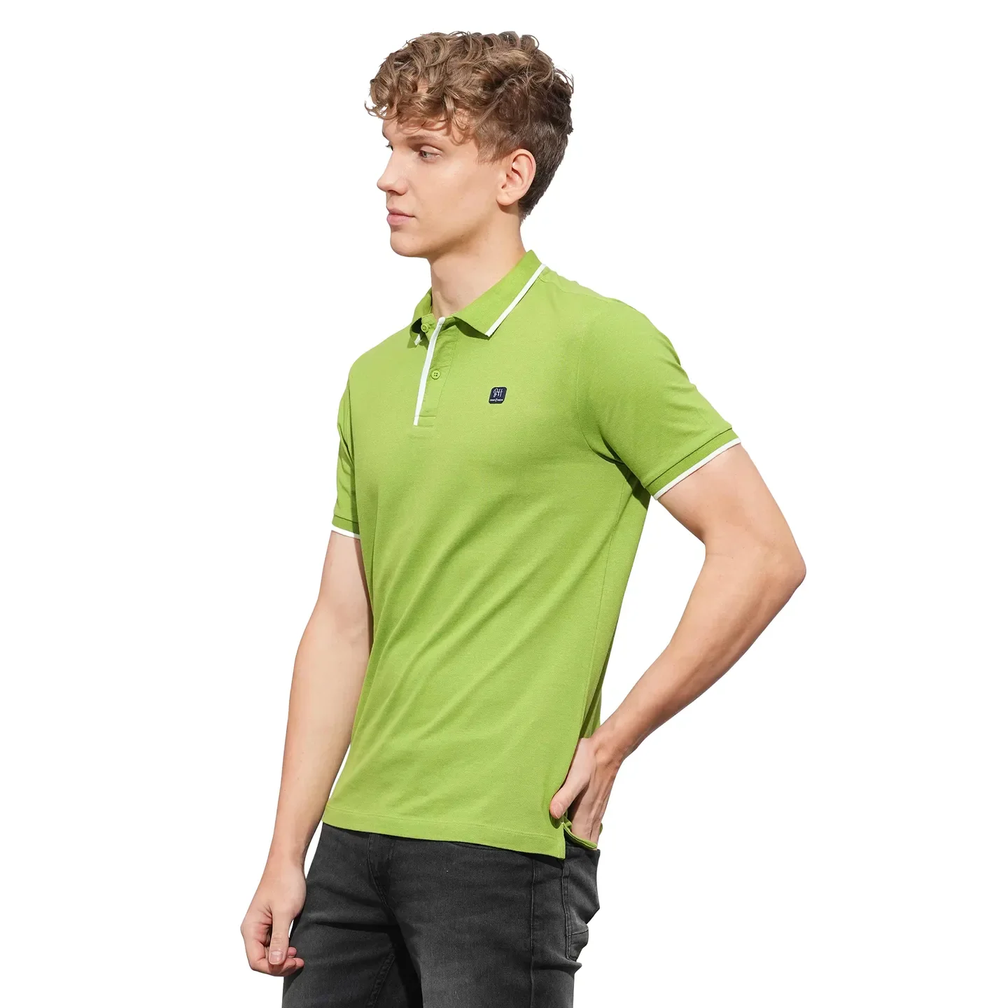 Green Regular Fit Men's Polo T-Shirt by Being Human Clothing - Image 2
