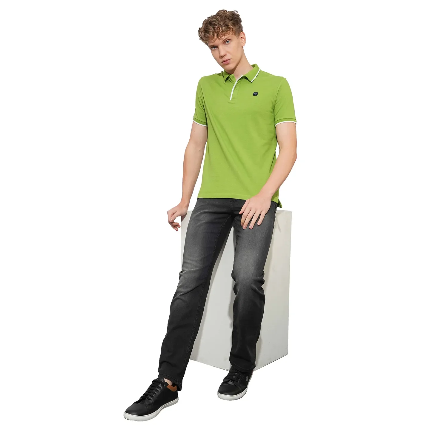 Green Regular Fit Men's Polo T-Shirt by Being Human Clothing - Image 4
