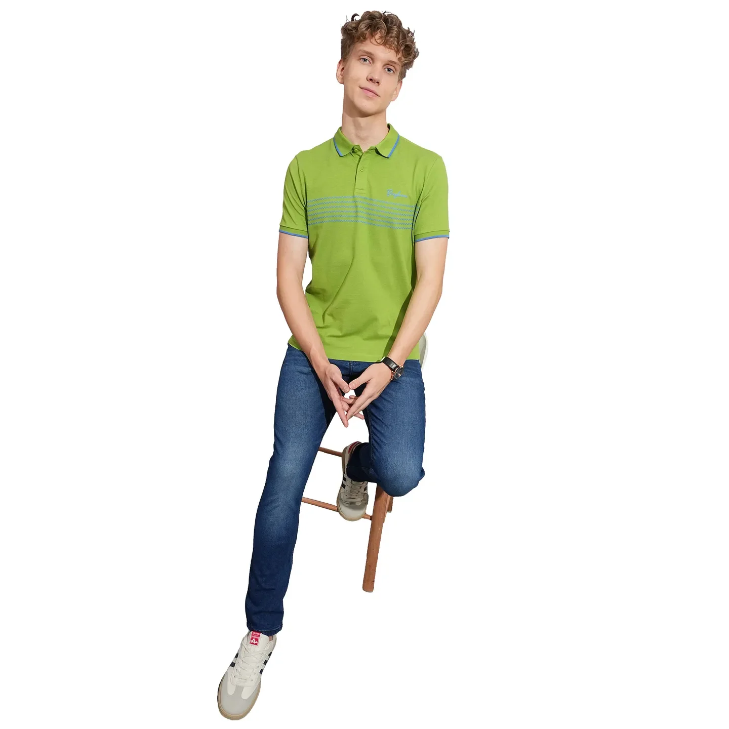 Green Regular Fit Men's Polo T-Shirt by Being Human Clothing - Image 4