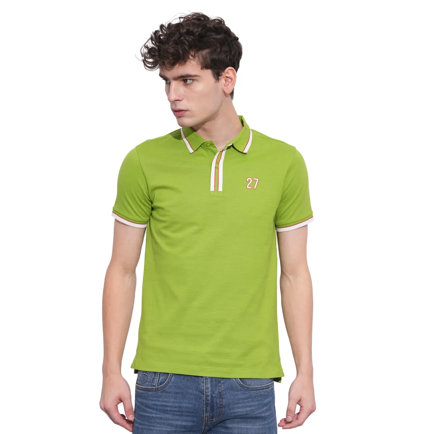 Green Regular Fit Men's Polo T-Shirt by Being Human Clothing