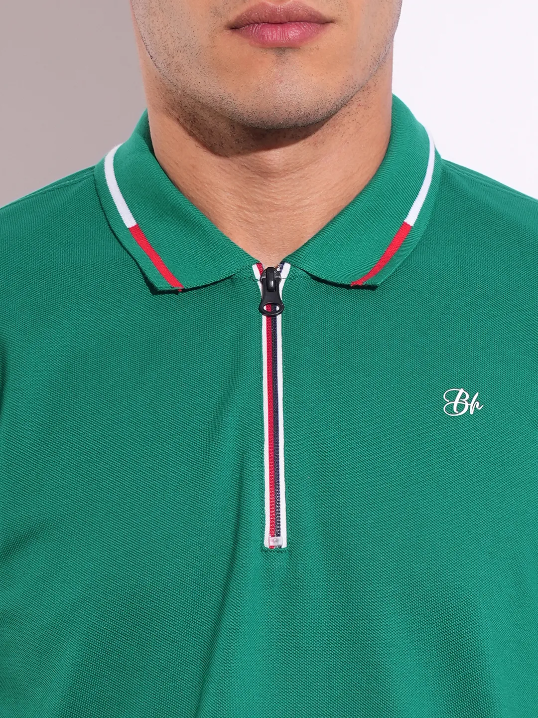 Green Regular Fit Men's Polo T-Shirt by Being Human Clothing - Image 5