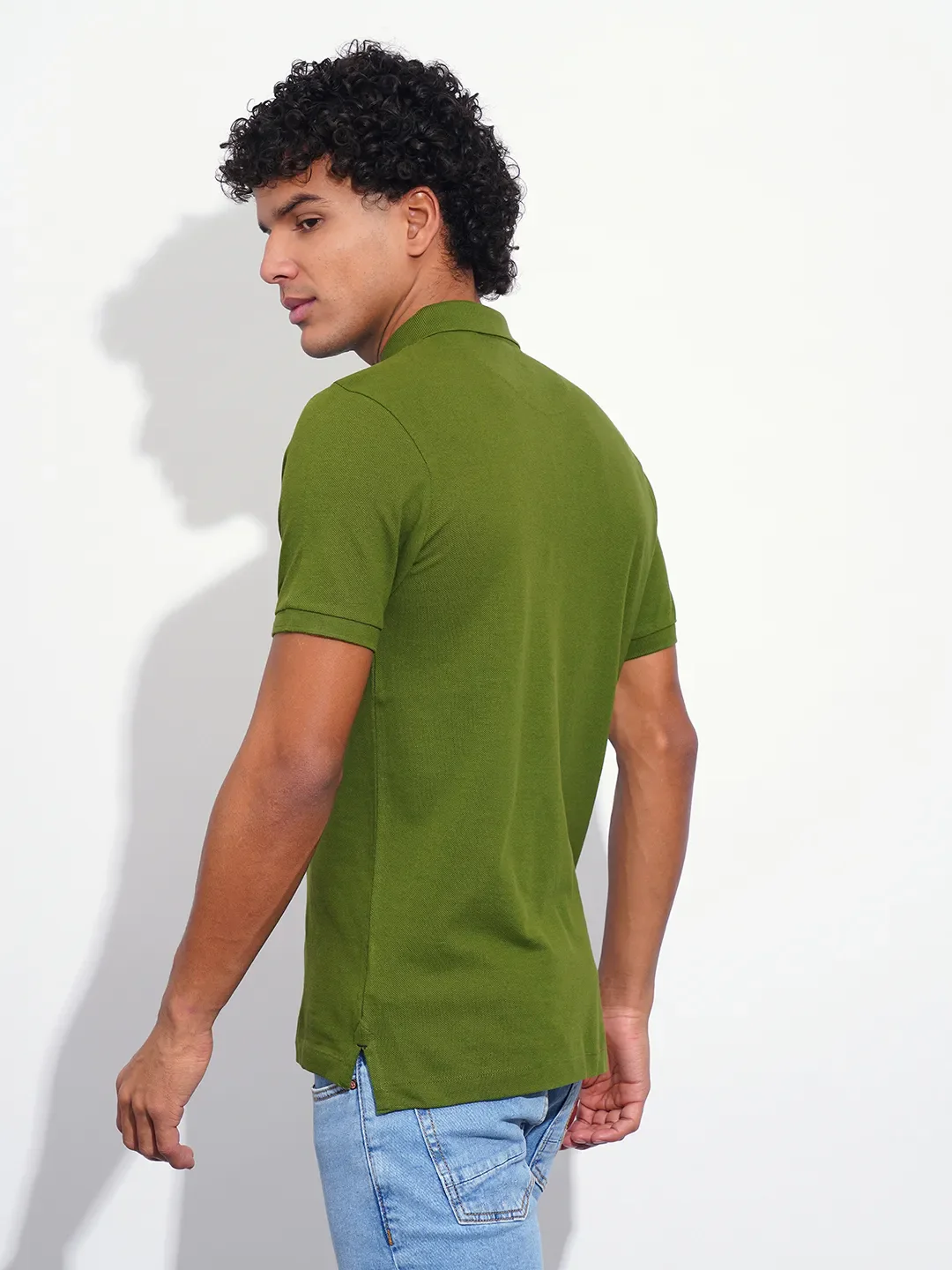 Green Regular Fit Men's Polo T-Shirt by Being Human Clothing - Image 3