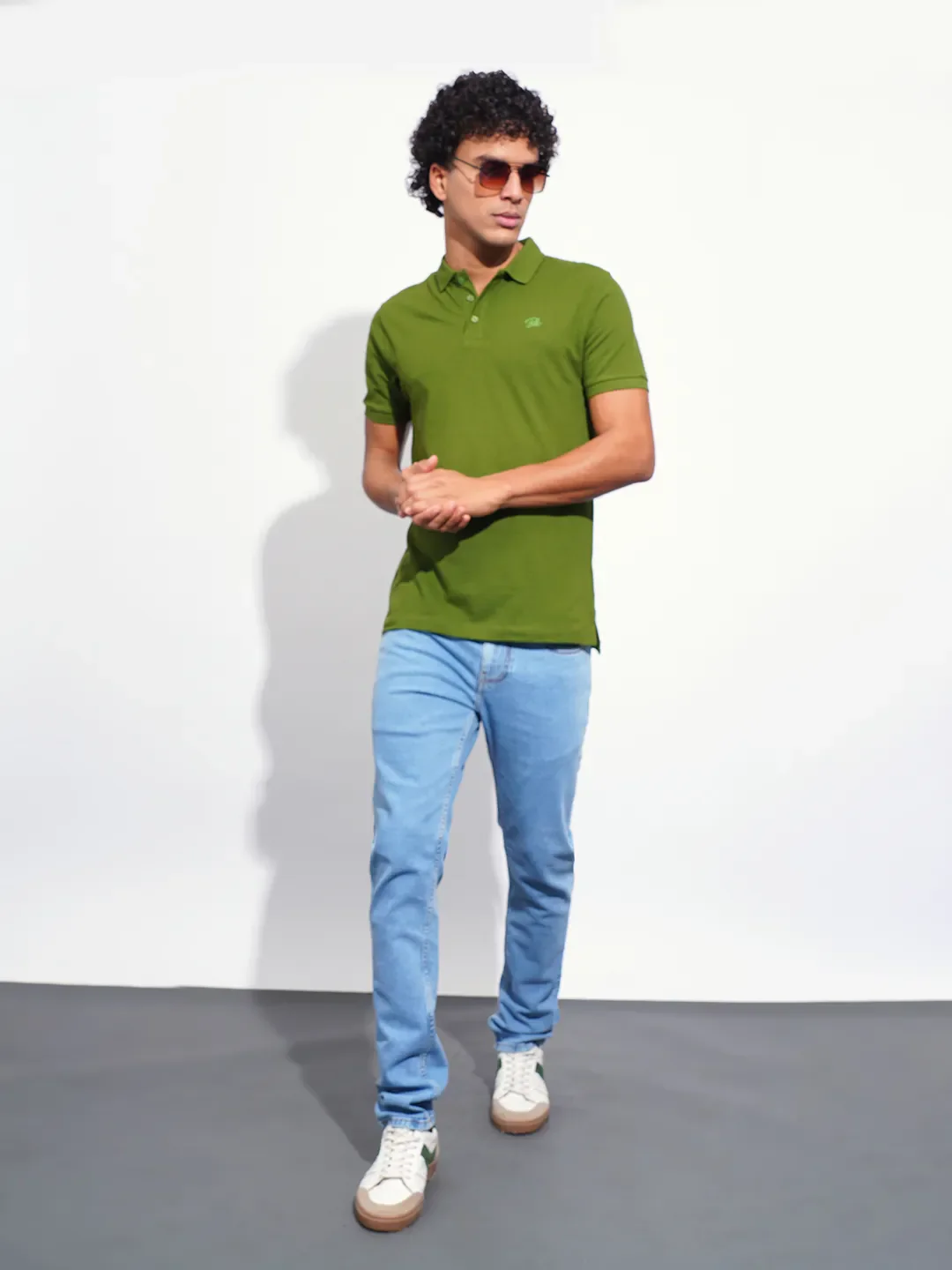Green Regular Fit Men's Polo T-Shirt by Being Human Clothing - Image 4