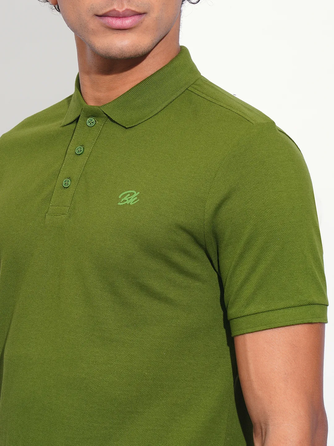 Green Regular Fit Men's Polo T-Shirt by Being Human Clothing - Image 5