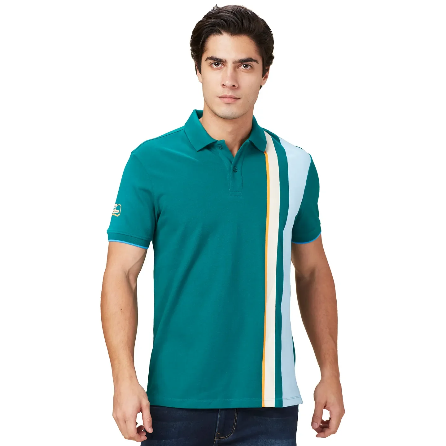 Green Regular Fit Men's Polo T-Shirt by Being Human Clothing