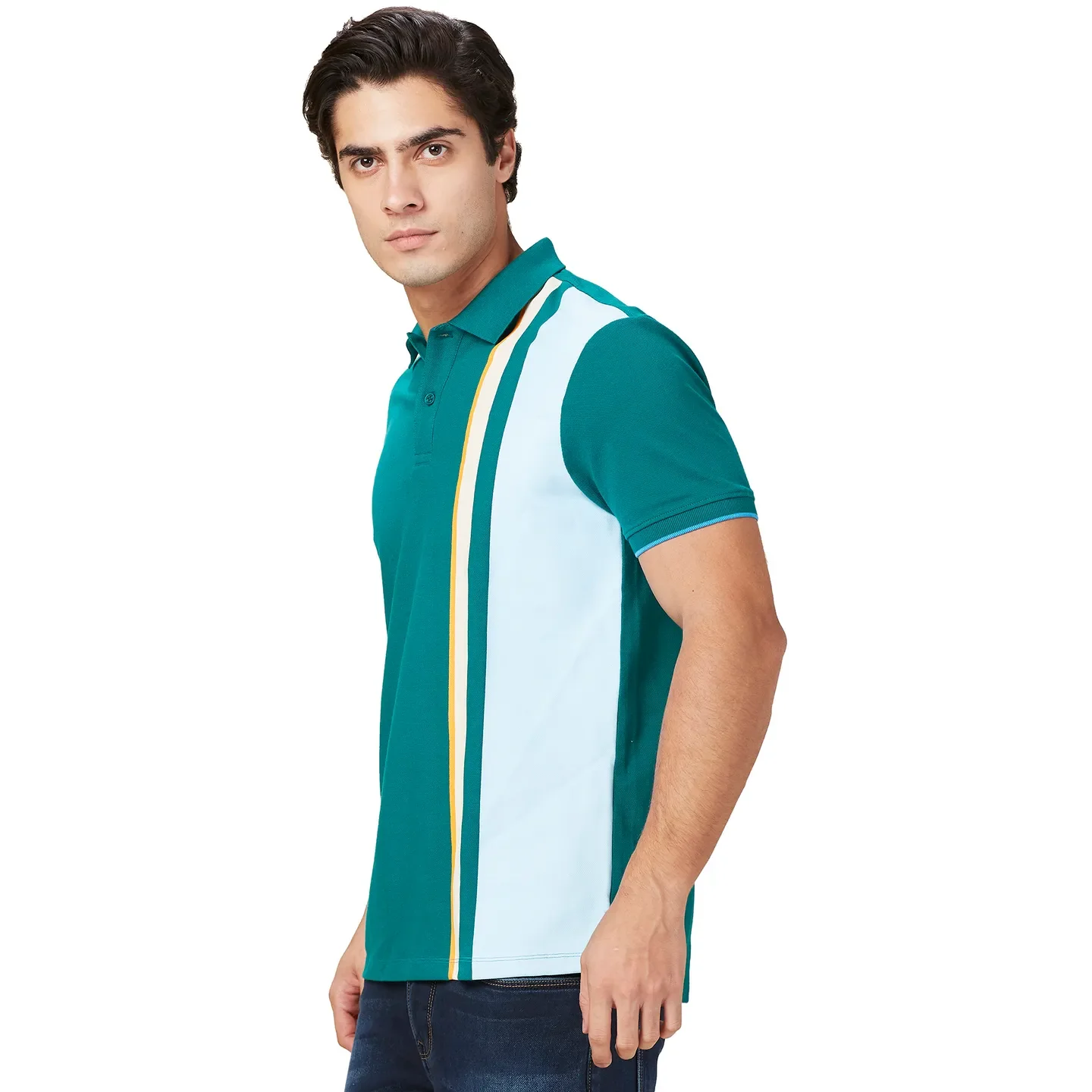 Green Regular Fit Men's Polo T-Shirt by Being Human Clothing - Image 4