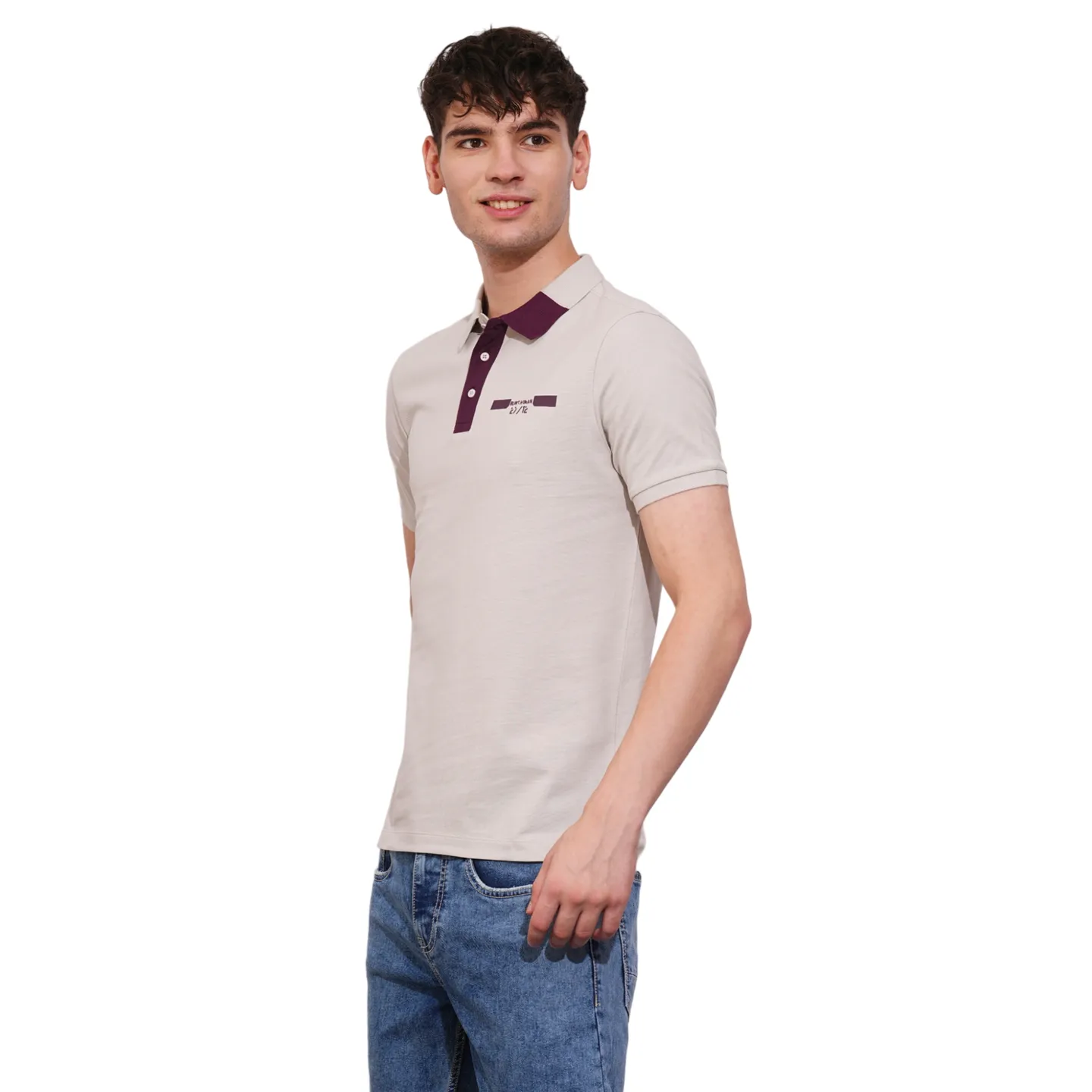 Grey Regular Fit Men's Polo T-Shirt by Being Human Clothing - Image 2