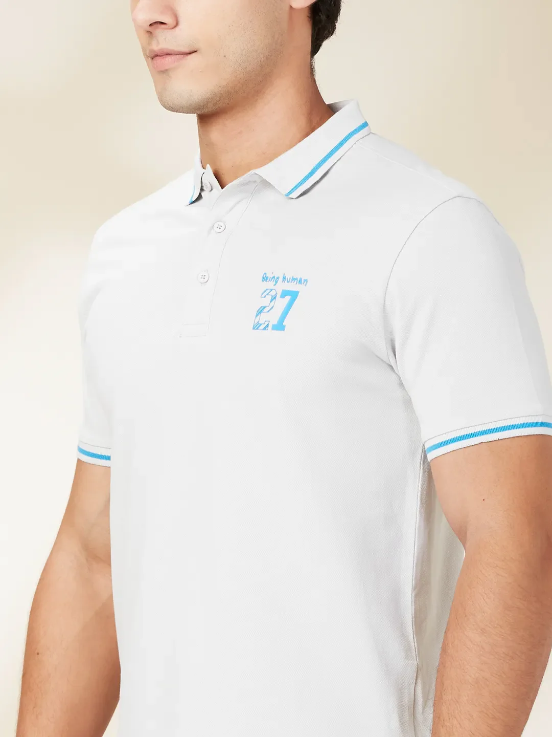 Grey Regular Fit Men's Polo T-Shirt by Being Human Clothing - Image 5