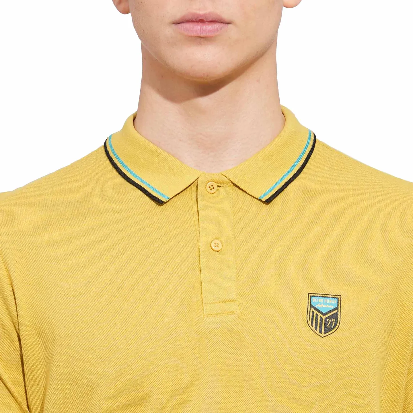 Khaki Regular Fit Men's Polo T-Shirt by Being Human Clothing - Image 5