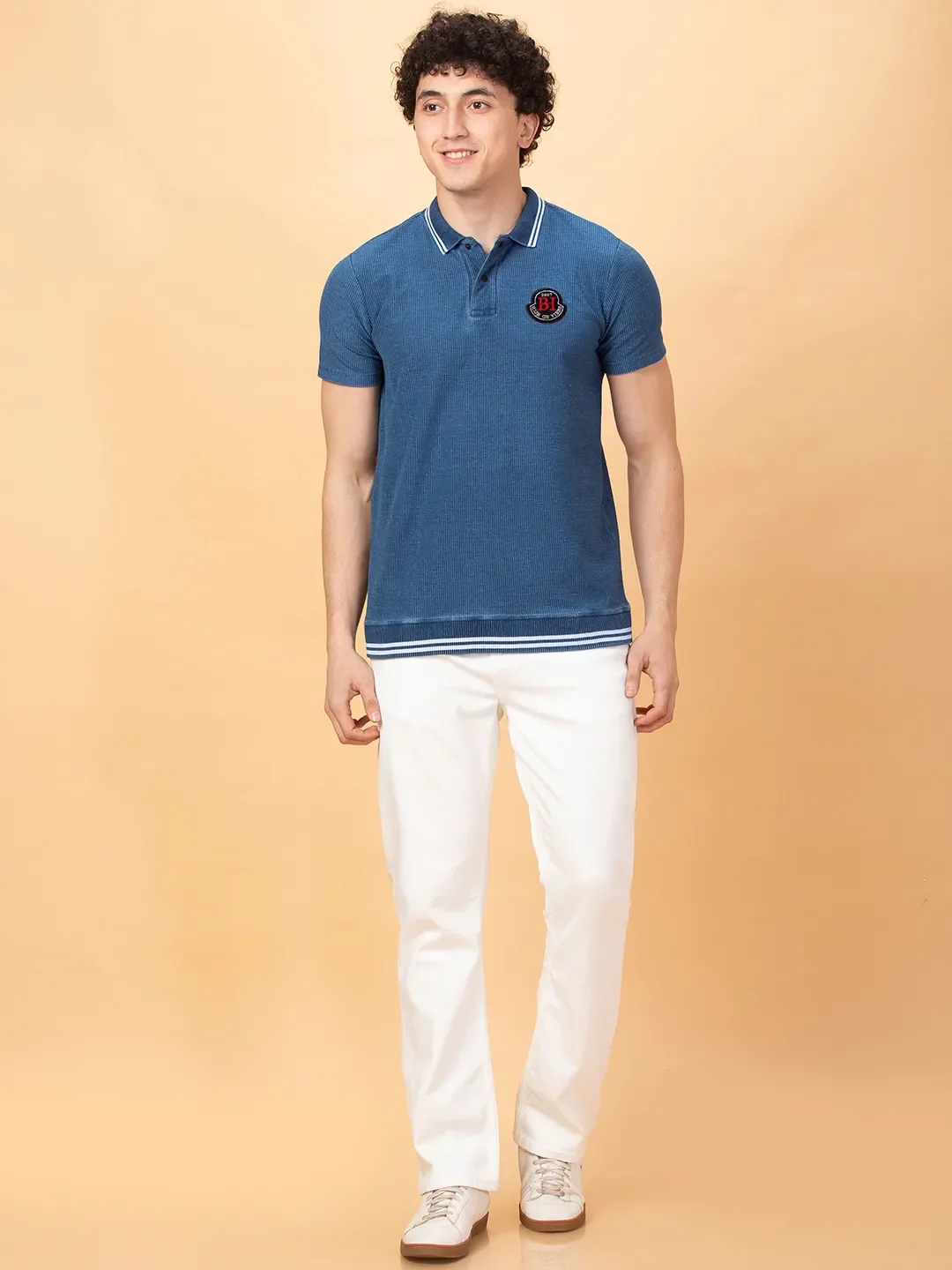 Blue Regular Fit Men's Polo T-Shirt by Being Human Clothing - Image 2