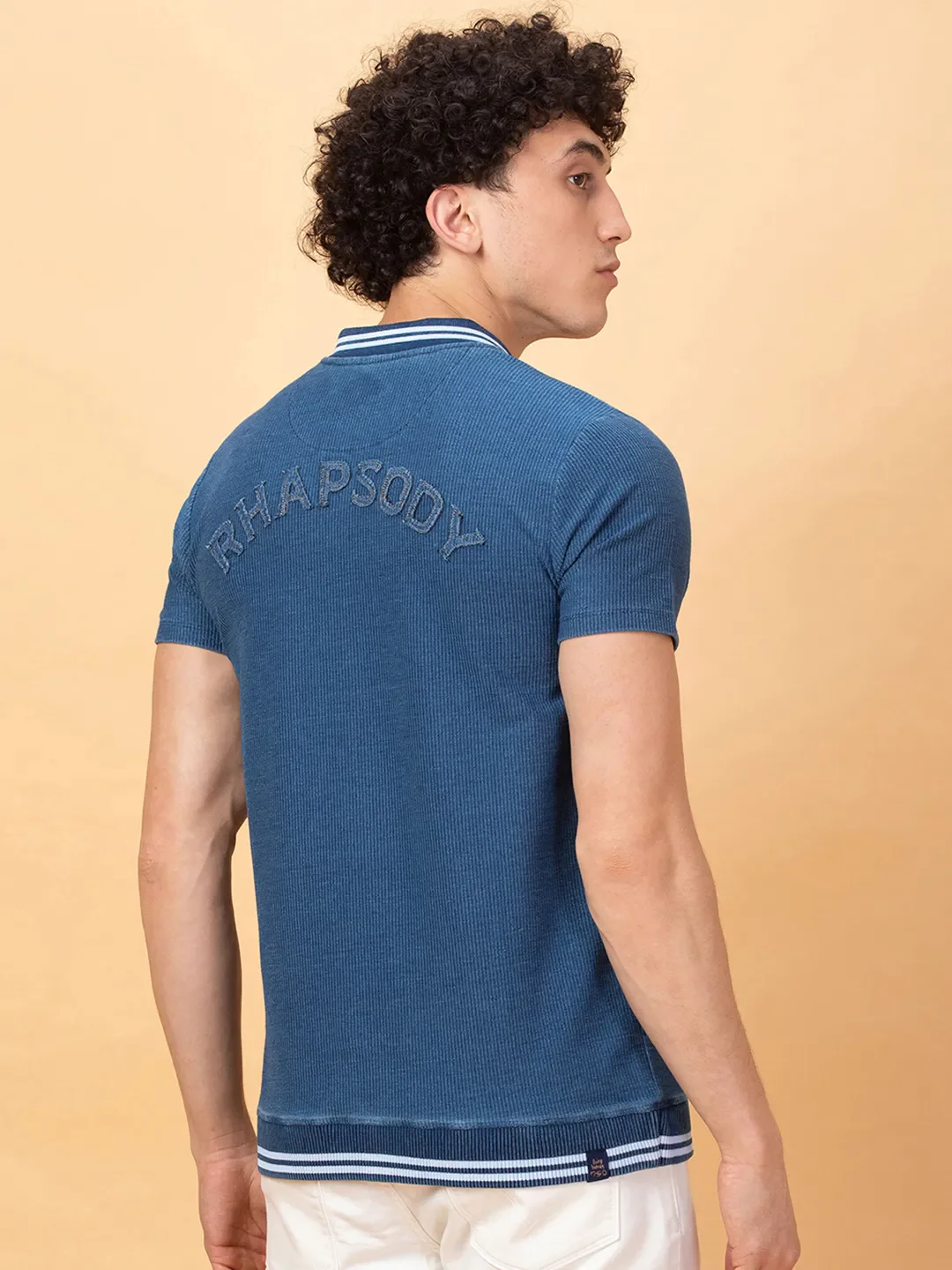Blue Regular Fit Men's Polo T-Shirt by Being Human Clothing - Image 3