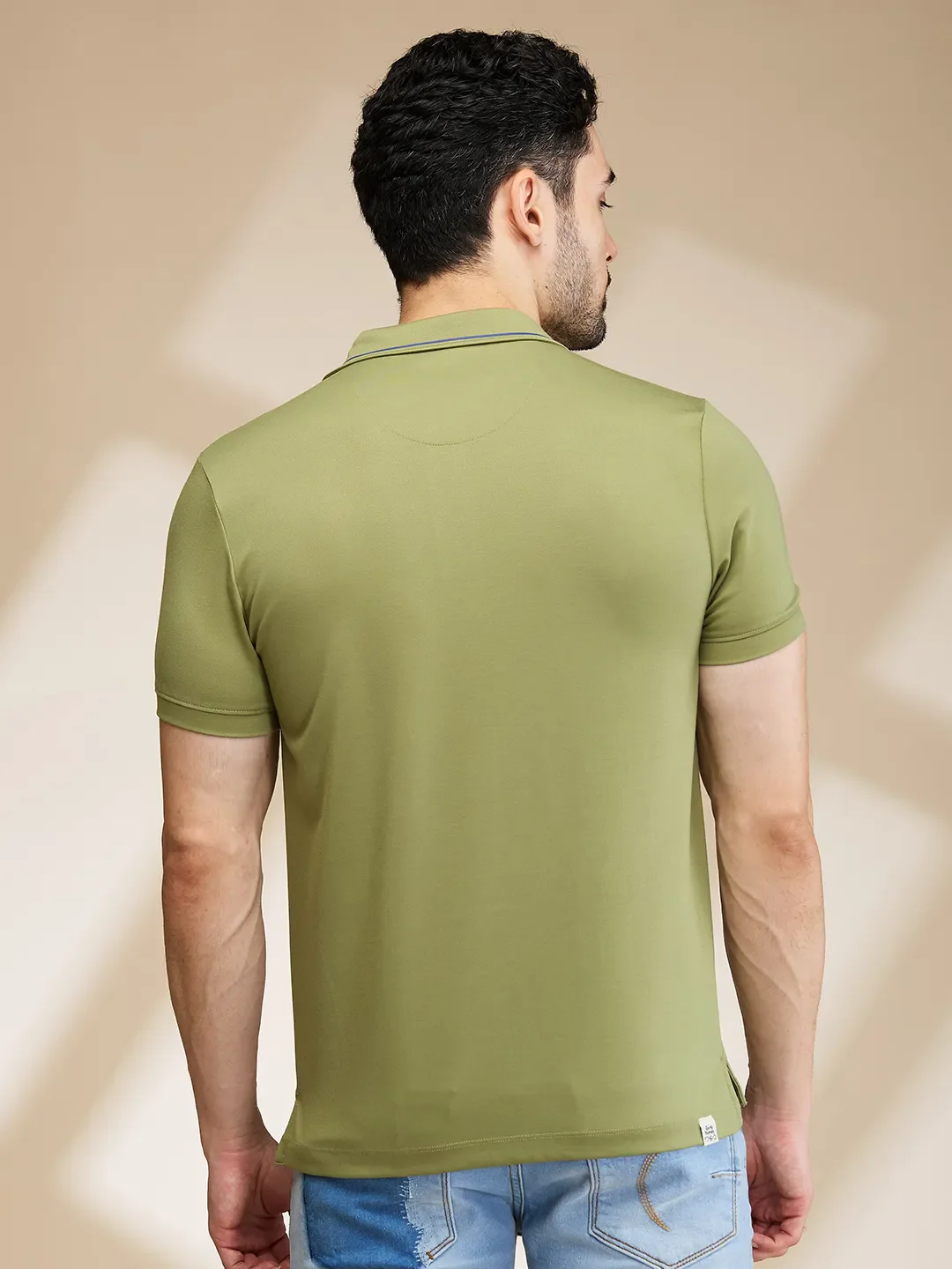 Green Regular Fit Men's Polo T-Shirt by Being Human Clothing - Image 3