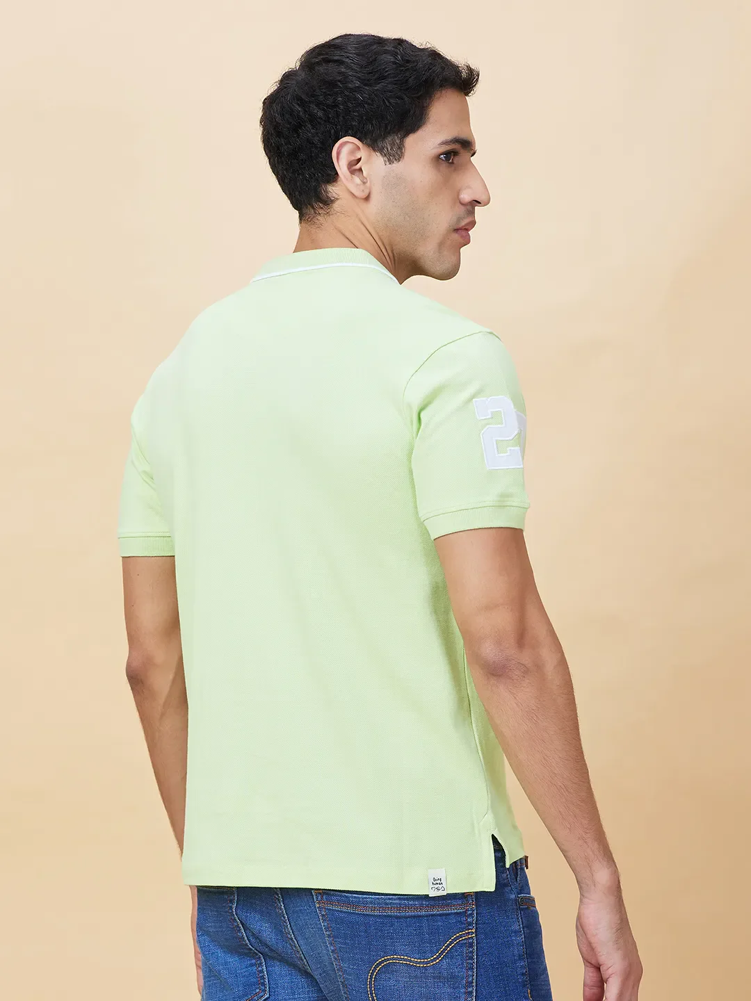 Light Green Regular Fit Men's Polo T-shirt by Being Human Clothing - Image 3