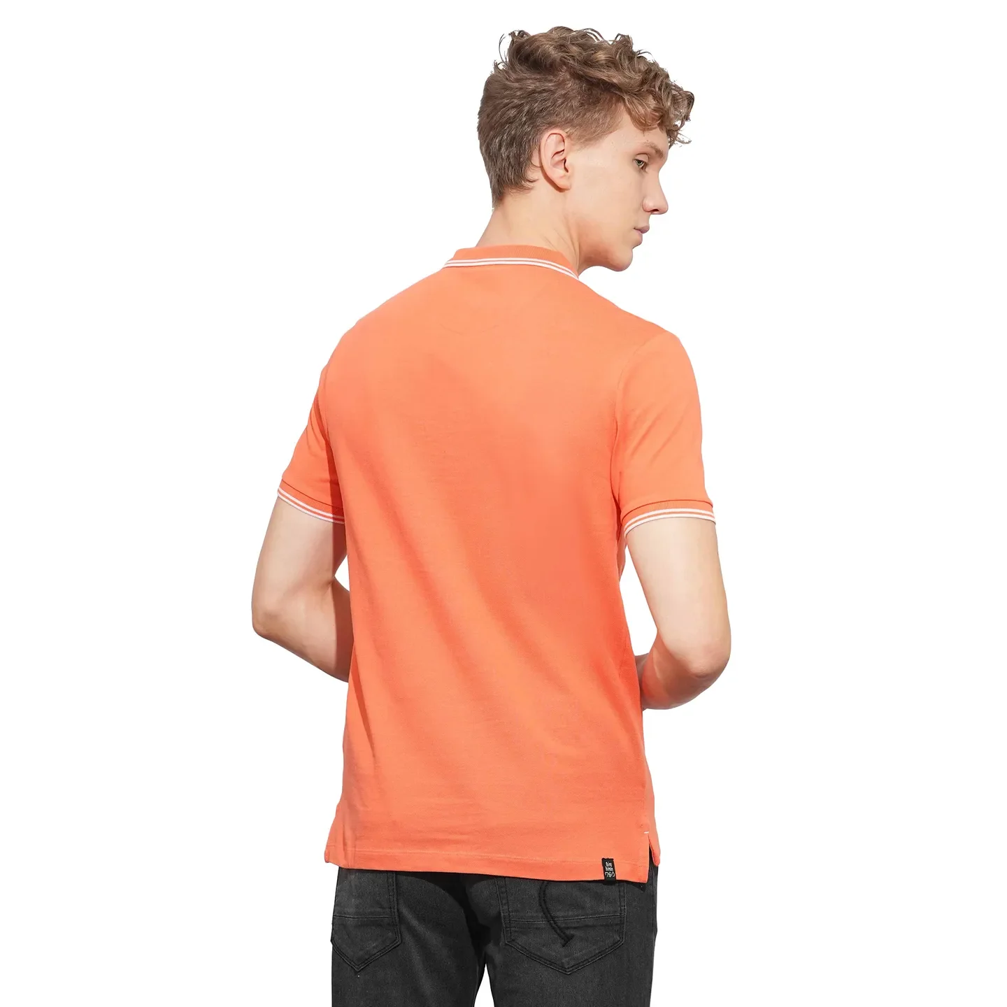 Light Orange Regular Fit Men's Polo T-Shirt by Being Human Clothing - Image 3