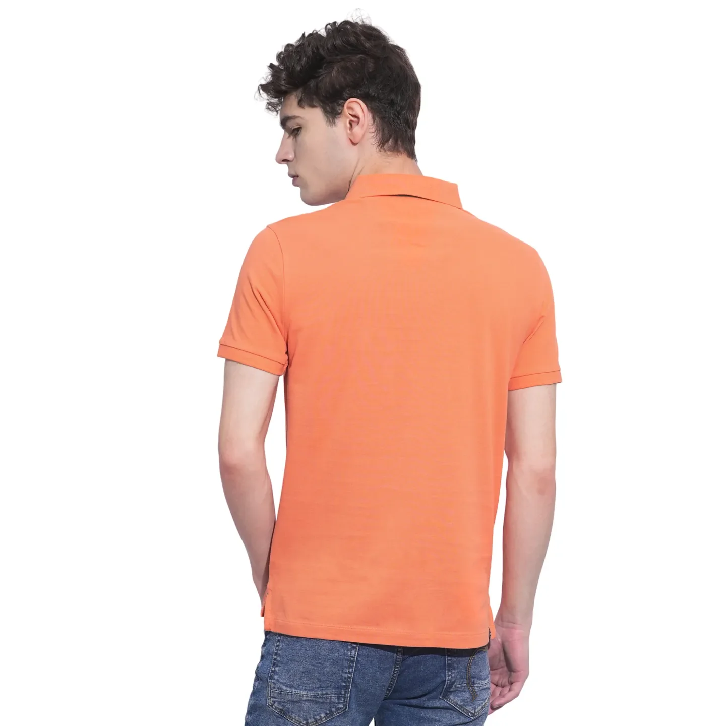 Orange Regular Fit Men's Polo T-Shirt by Being Human Clothing - Image 3