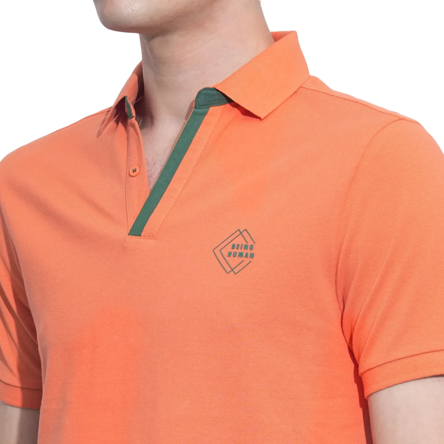 Orange Regular Fit Men's Polo T-Shirt by Being Human Clothing - Image 5