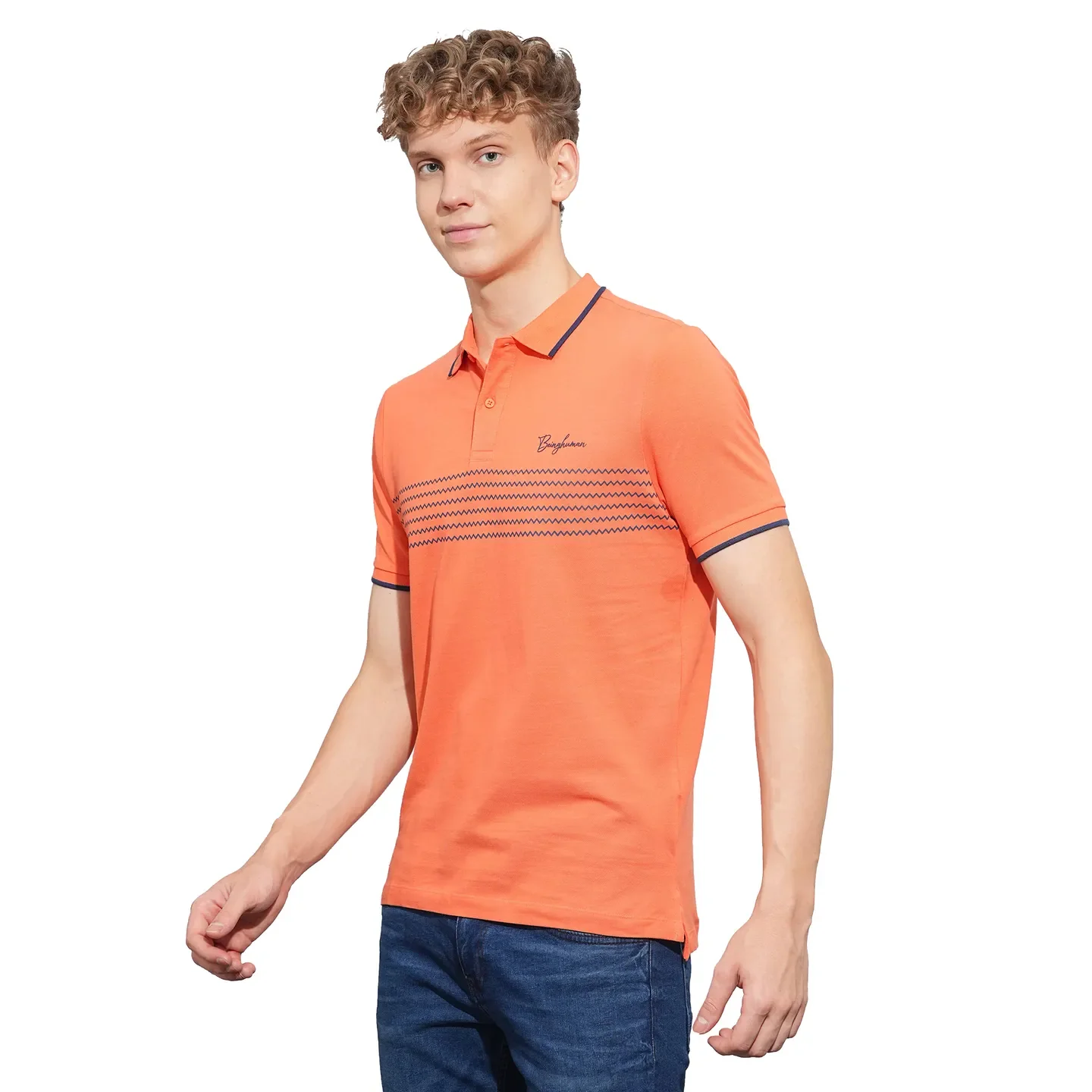 Orange Regular Fit Men's Polo T-Shirt by Being Human Clothing - Image 2