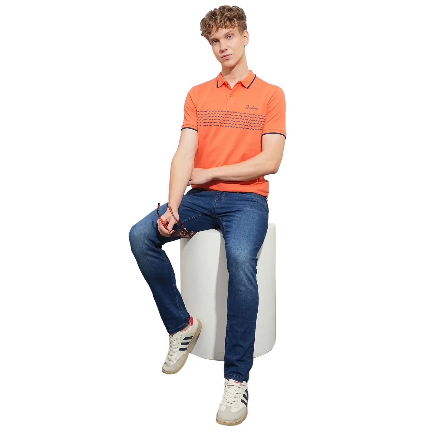 Orange Regular Fit Men's Polo T-Shirt by Being Human Clothing - Image 4