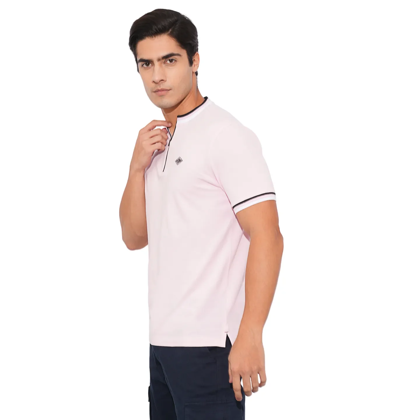 Light Pink Regular Fit Men's Polo T-Shirt by Being Human Clothing - Image 2