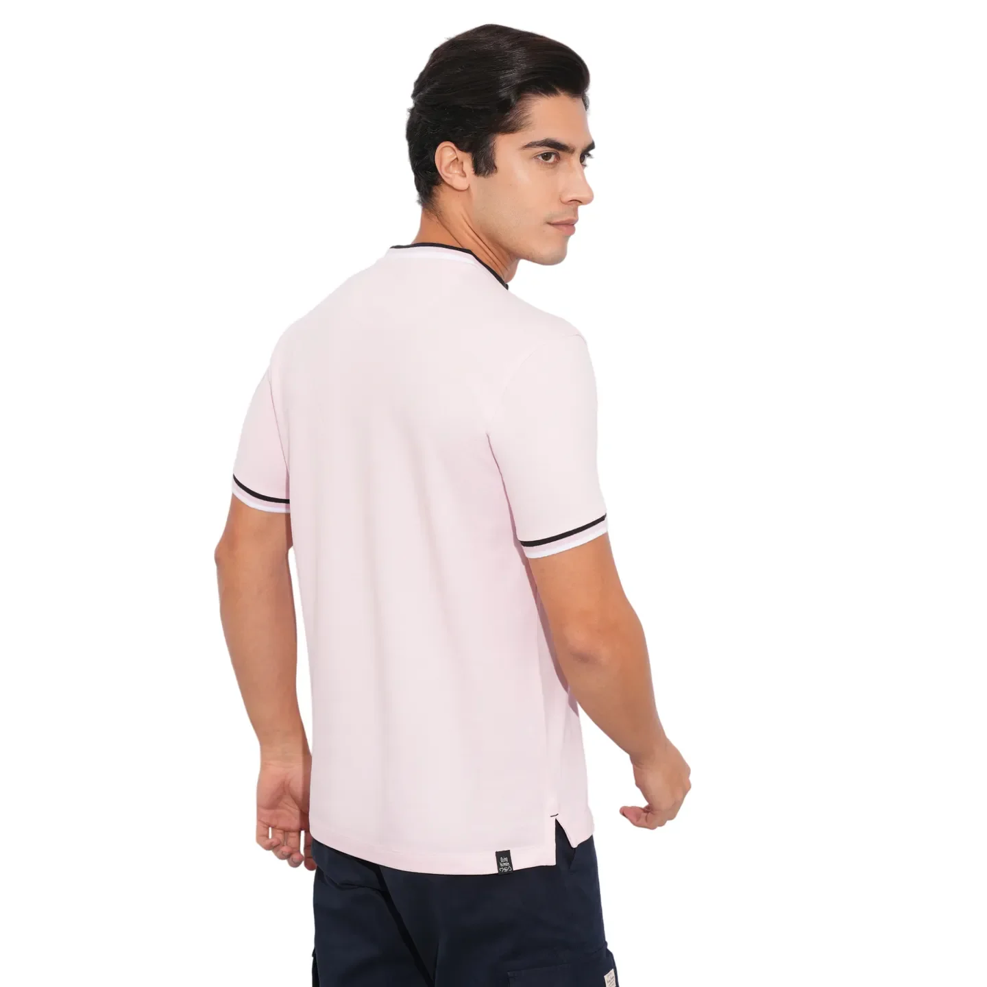 Light Pink Regular Fit Men's Polo T-Shirt by Being Human Clothing - Image 3