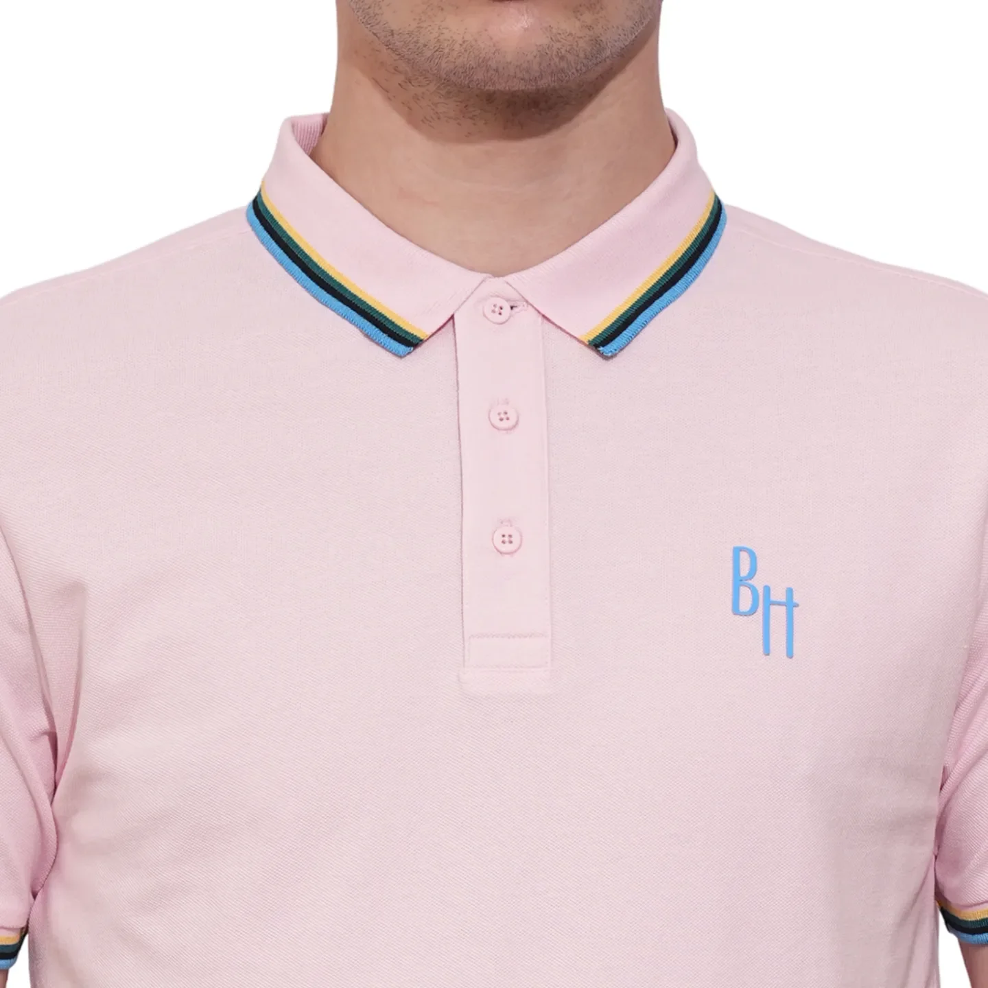 Light Pink Regular Fit Men's Polo T-Shirt by Being Human Clothing - Image 5