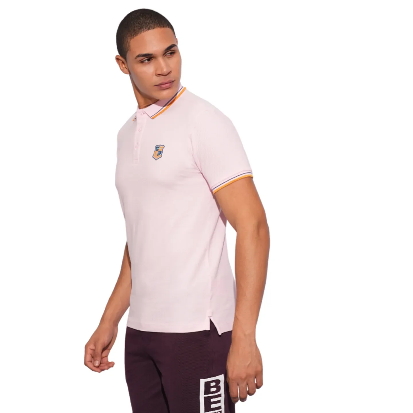 Light Pink Regular Fit Men's Polo T-Shirt by Being Human Clothing - Image 2