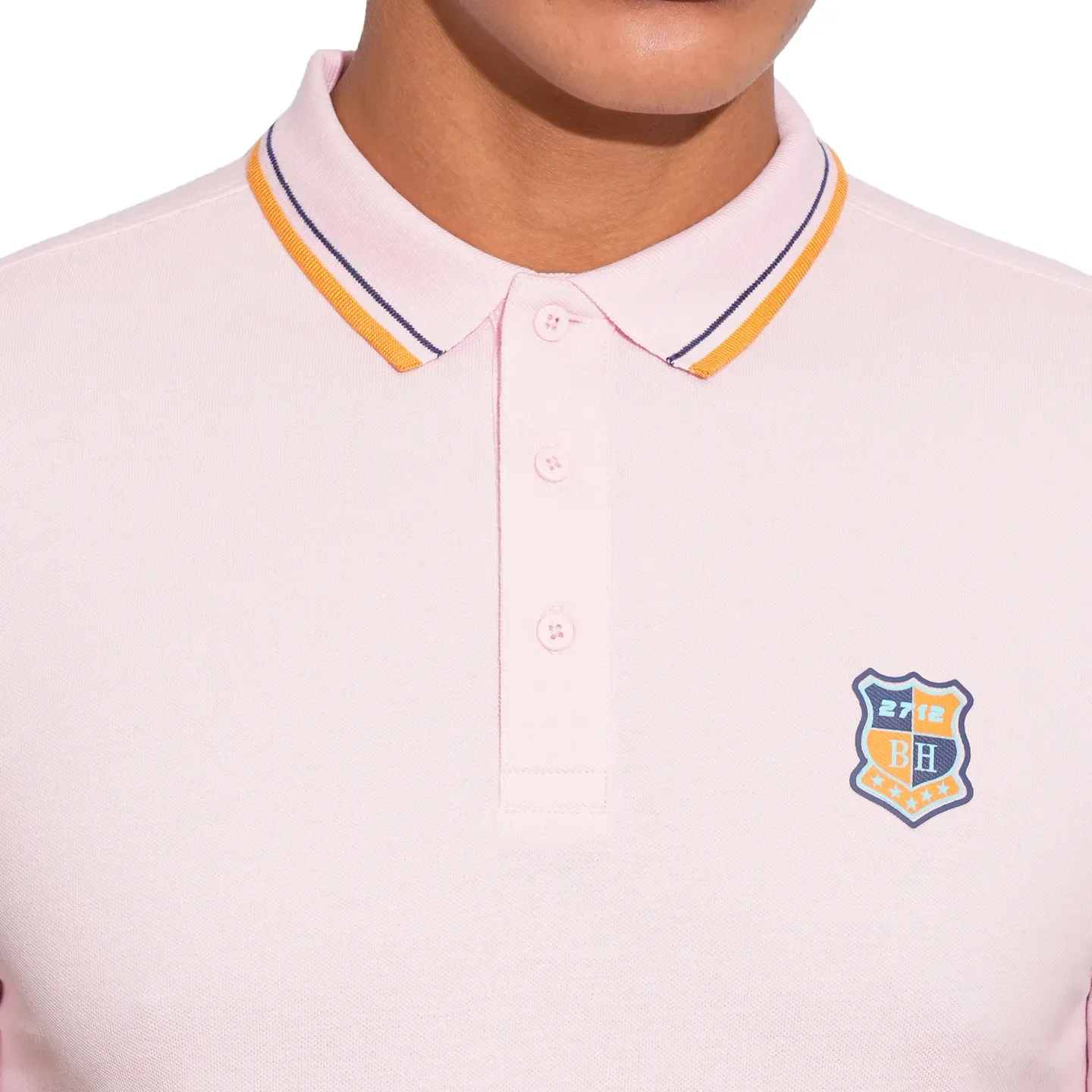 Light Pink Regular Fit Men's Polo T-Shirt by Being Human Clothing - Image 4