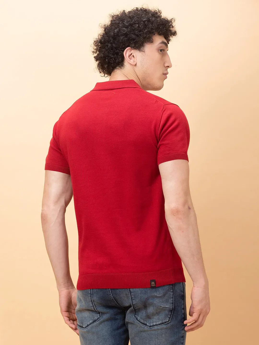 Maroon Regular Fit Men's Polo T-Shirt by Being Human Clothing - Image 3