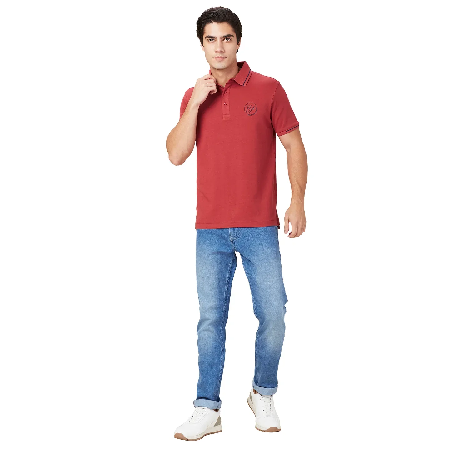 Maroon Regular Fit Men's Polo T-Shirt by Being Human Clothing - Image 2