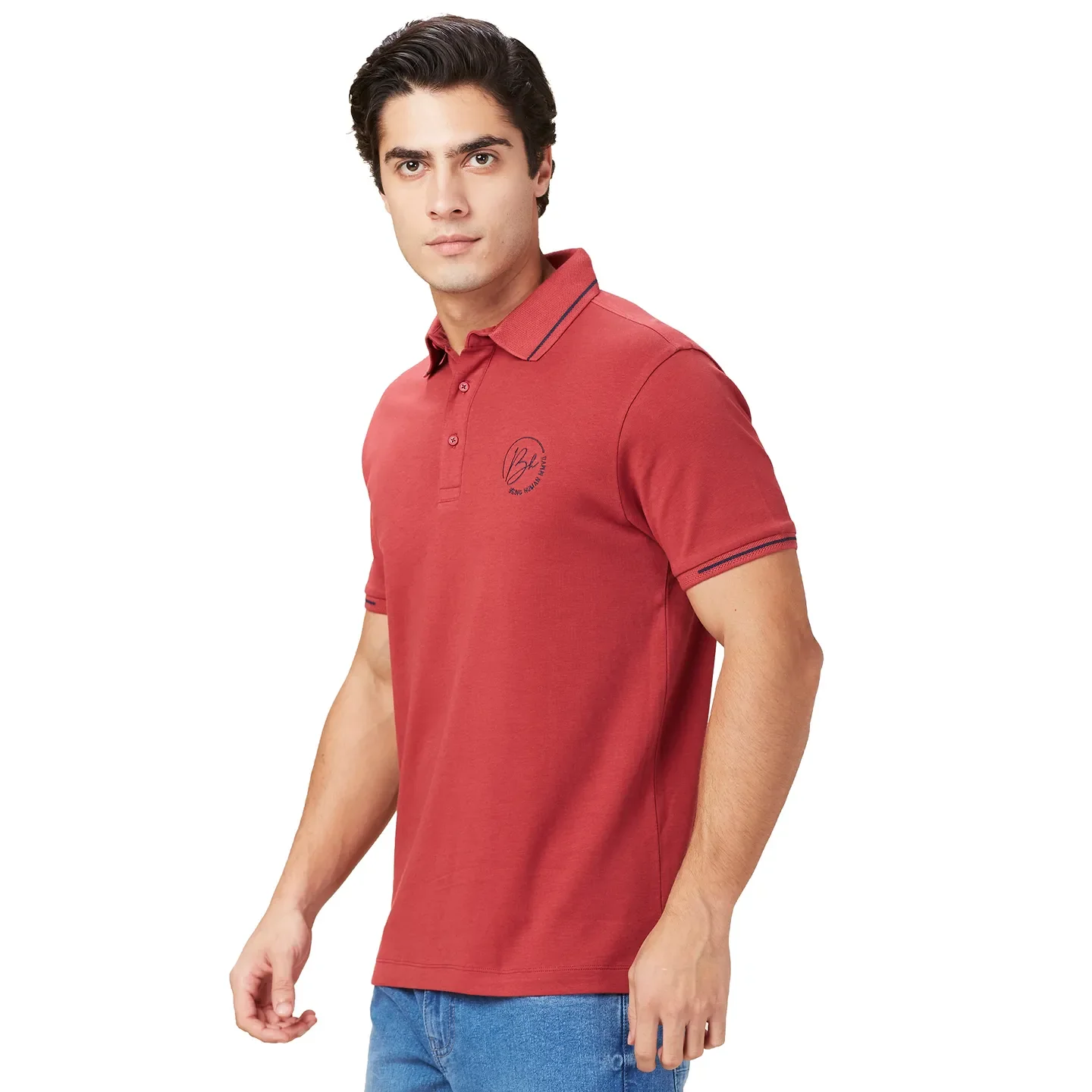 Maroon Regular Fit Men's Polo T-Shirt by Being Human Clothing - Image 4