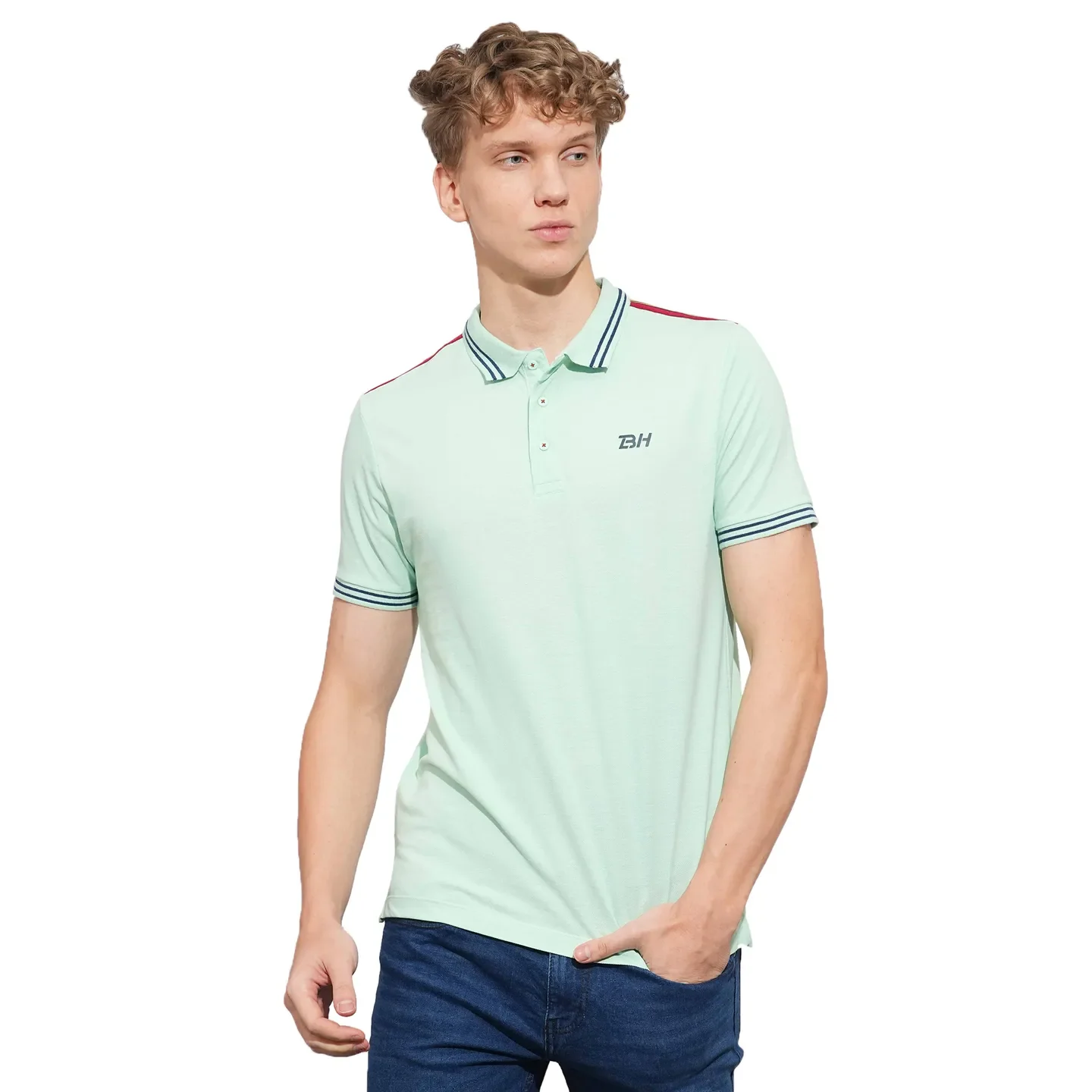 Green Regular Fit Men's Polo T-Shirt by Being Human Clothing