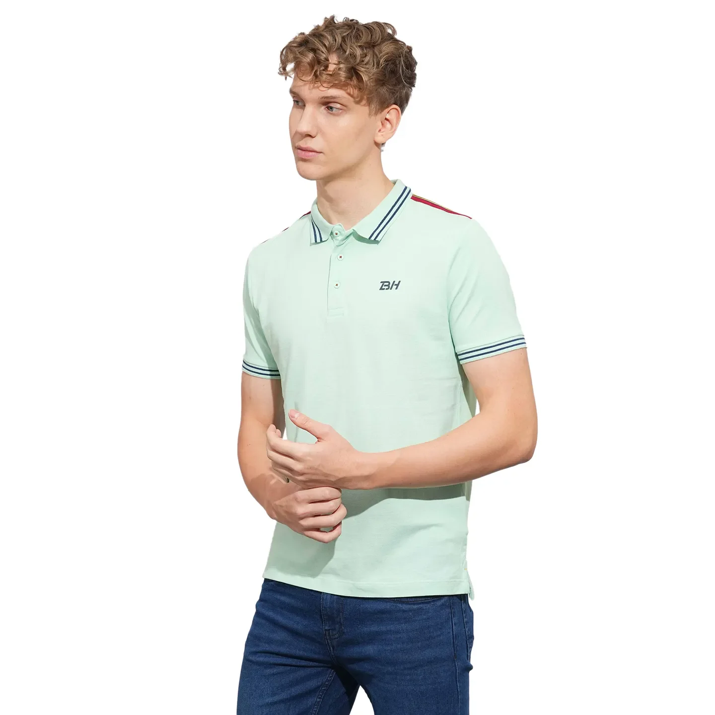 Green Regular Fit Men's Polo T-Shirt by Being Human Clothing - Image 2