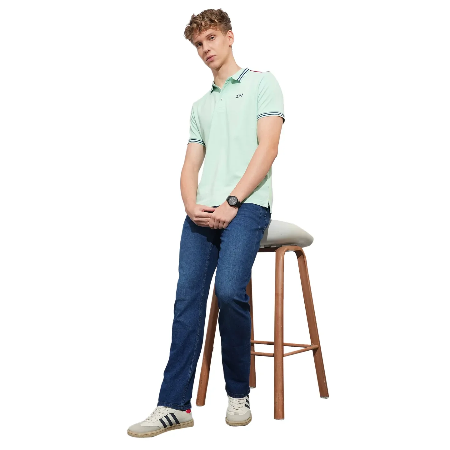 Green Regular Fit Men's Polo T-Shirt by Being Human Clothing - Image 4