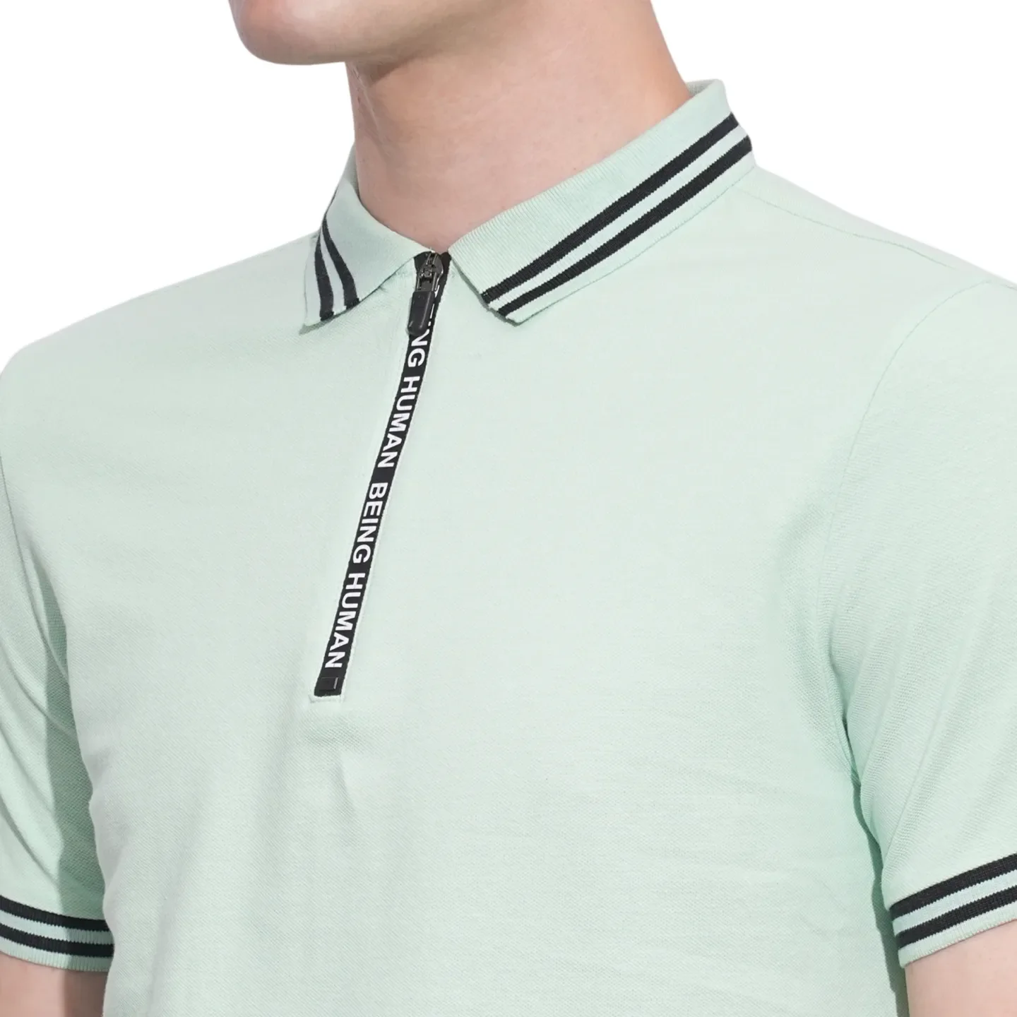 Mint Regular Fit Men's Polo T-Shirt by Being Human Clothing - Image 5