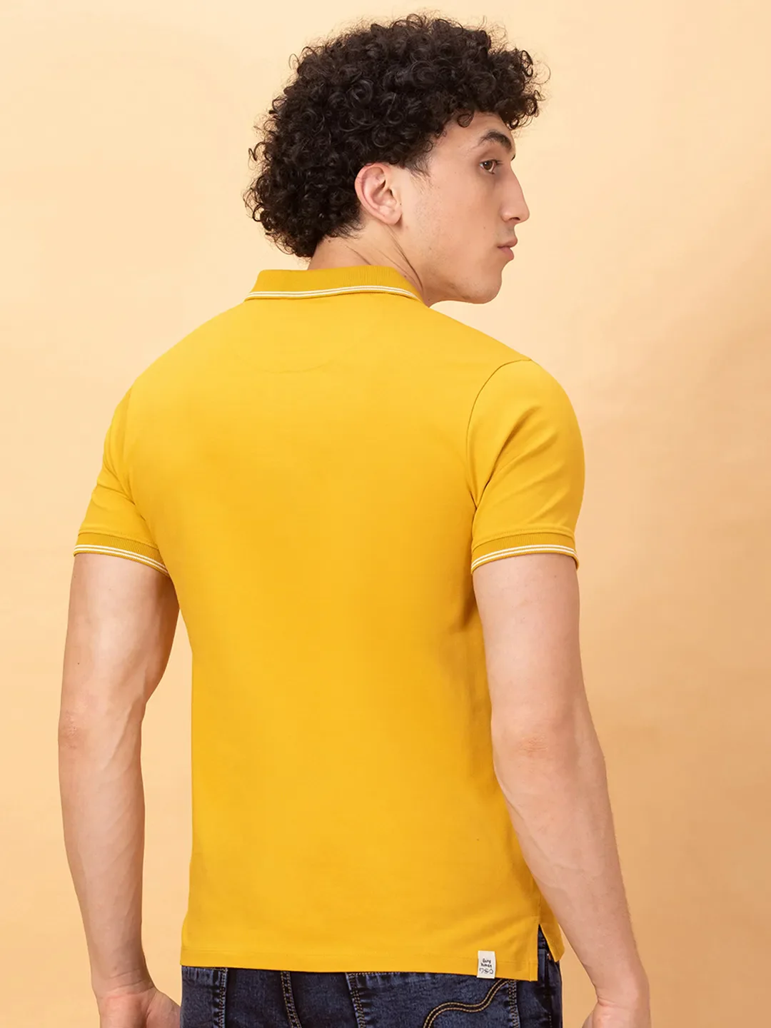 Mustard Regular Fit Men's Polo T-shirt by Being Human Clothing - Image 3
