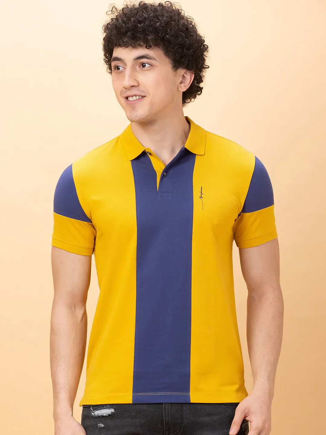 Yellow Regular Fit Men's Polo T-Shirt by Being Human Clothing